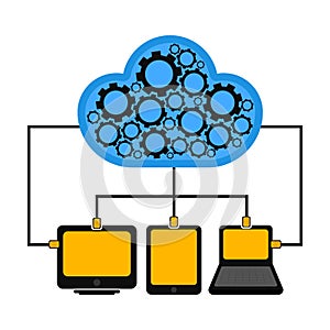 Different devices connected to cloud technology