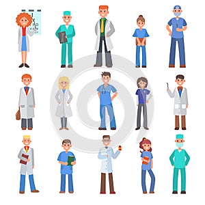 Different doctors people profession specialization nurses and medical staff people hospital character vector