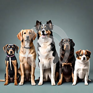 Different dogs in a line - ai generated image