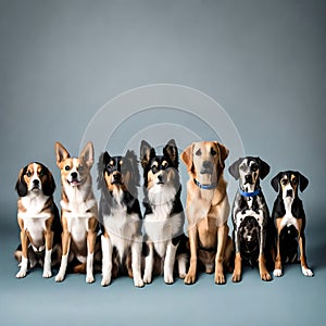 Different dogs in a line - ai generated image