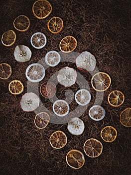 Composition of dried orange slices