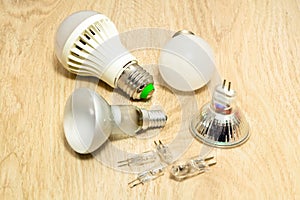 Different economy light bulbs, large and small
