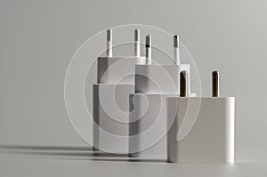 Different electric plug connector on grey background