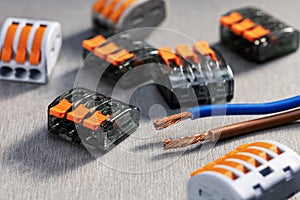 Different electrical connector blocks and wire