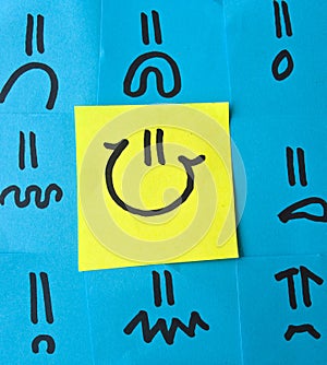 Different Emotions Drawn on Post-its photo