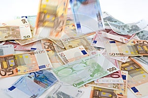 Different euro banknotes