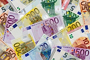 Different Euro banknotes