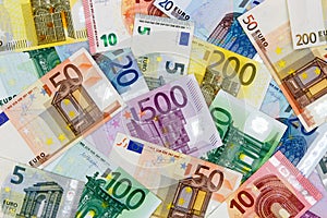 Different Euro banknotes