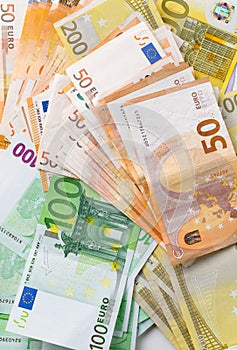 Different euro cashin background photo