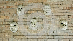 Different expression mask on the wall 01