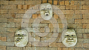 Different expression mask on the wall 02