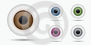 Different eyeballs eye iris vector illustrations