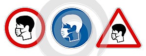 Different face mask protection required signs