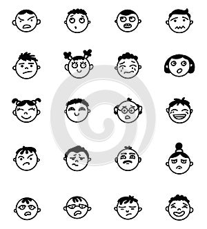 Different facial expressions on people, icon icon