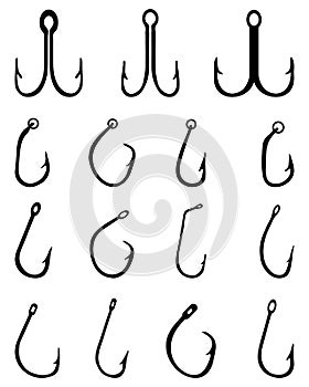 Different fishing hooks