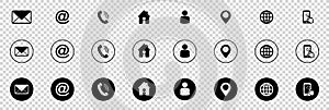 Different Flat Contact Buttons - Vector Illustrations Set Isolated On Transparent Background