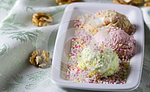 Different flavoured ice creams