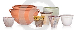 Different flowerpots, isolated