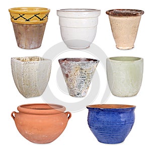 Different flowerpots, isolated