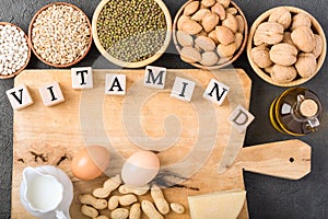 Different foods ingredients rich in vitamin D