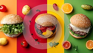 3 different Foods photographed in same angle