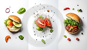 3 different Foods photographed in same angle