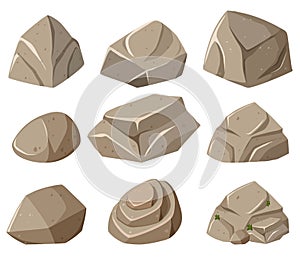 Different forms of gray rocks