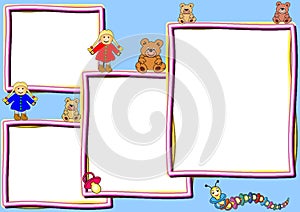Different frames with toys