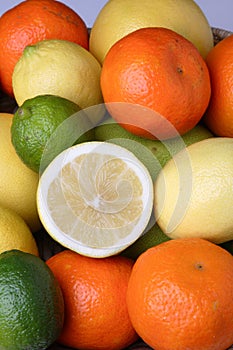 Different fresh citrus fruit