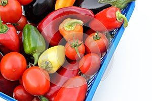 Different fresh vegetables in a box