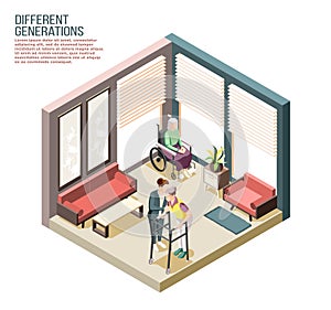 Different Generations Isometric Composition