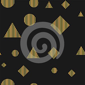 Different geometric shapes on a black background. geometrical forms. Vector. photo