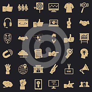 Different gesture icons set, simple style