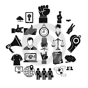 Different gestures icons set, simple style