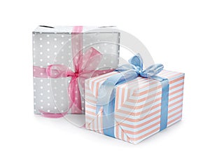 Different gift boxes with bows