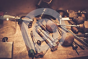 Different goldsmiths tools. photo