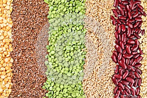 Different grains and cereals as background