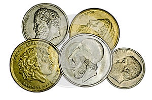Different Greek coins