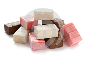 Different groups of caramel candy