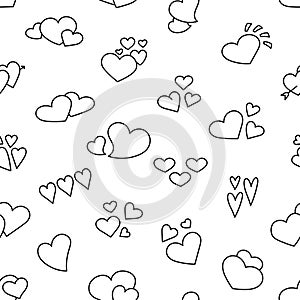 Different heart. Seamless pattern. Coloring Page