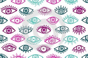 Different human eyes stylish endless pattern.