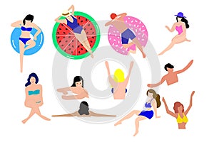 Different Illustration of woman swim