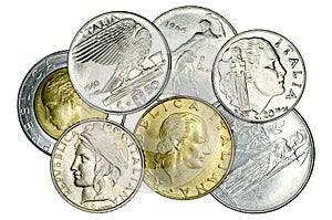 Different Italian coins