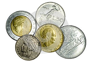 Different Italian coins