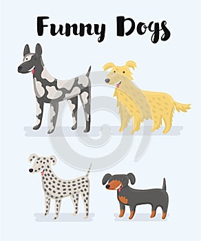 Different kind of puppy dogs illustration