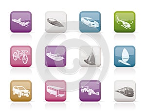 Different kind of transportation and travel icons