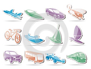 Different kind of transportation and travel icons