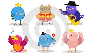 Different Kinds Of Baby Birds Vector Illustrations Set Cartoon Character
