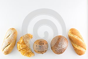 Different kinds of bread isolated on white
