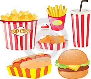 Different kinds of fastfood